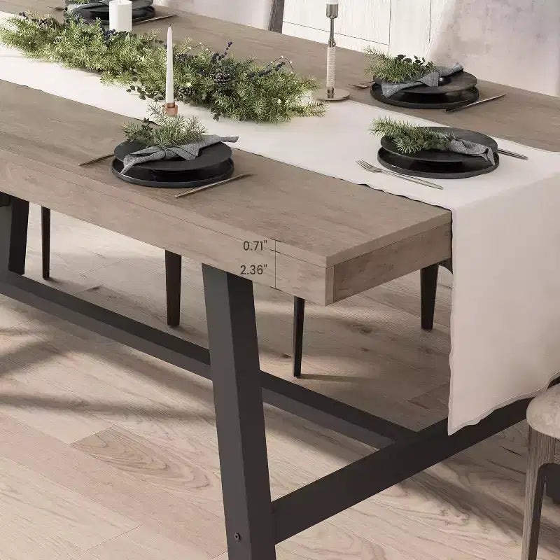 Tavolo da pranzo industriale per 4-6 persone, tavolo da cucina in legno lungo 160 cm con robusta struttura in metallo – rettangolare, per 4-6 posti a sedere, per cena