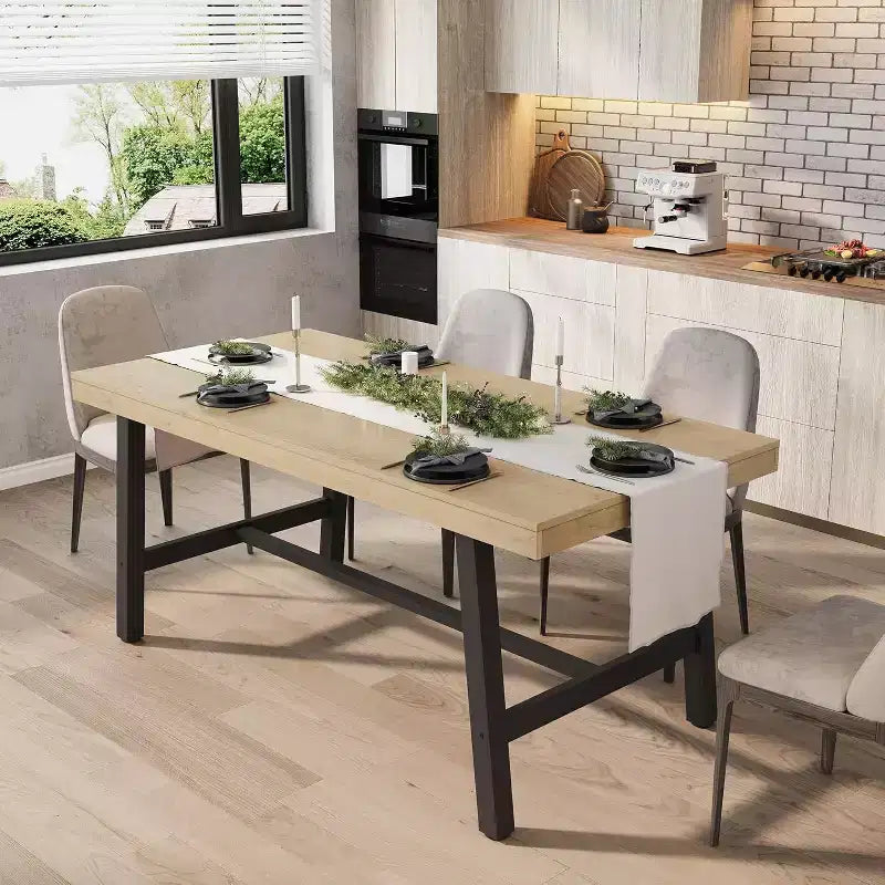 Tavolo da pranzo industriale per 4-6 persone, tavolo da cucina in legno lungo 160 cm con robusta struttura in metallo – rettangolare, per 4-6 posti a sedere, per cena