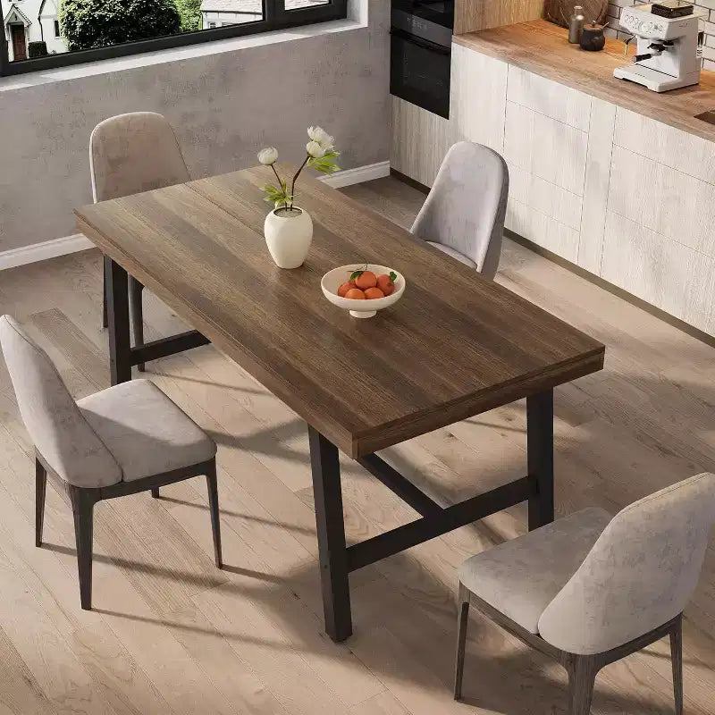Tavolo da pranzo industriale per 4-6 persone, tavolo da cucina in legno lungo 160 cm con robusta struttura in metallo – rettangolare, per 4-6 posti a sedere, per cena