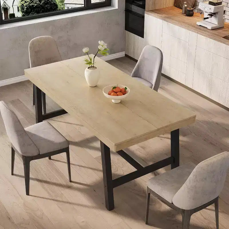 Tavolo da pranzo industriale per 4-6 persone, tavolo da cucina in legno lungo 160 cm con robusta struttura in metallo – rettangolare, per 4-6 posti a sedere, per cena