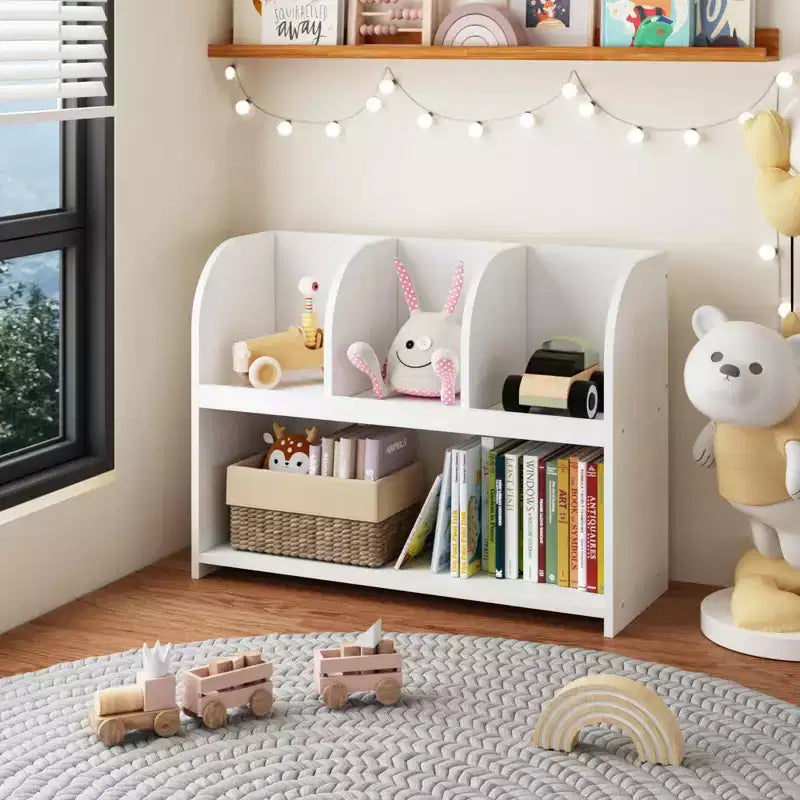 Libreria per Bambini con 4 Scomparti, Scaffale per Libri, Espositore, Scaffale Portaoggetti, Organizer per Giocattoli per Cameretta, Sala Giochi, Asilo Nido