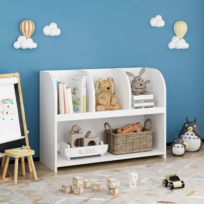 Libreria per Bambini con 4 Scomparti, Scaffale per Libri, Espositore, Scaffale Portaoggetti, Organizer per Giocattoli per Cameretta, Sala Giochi, Asilo Nido
