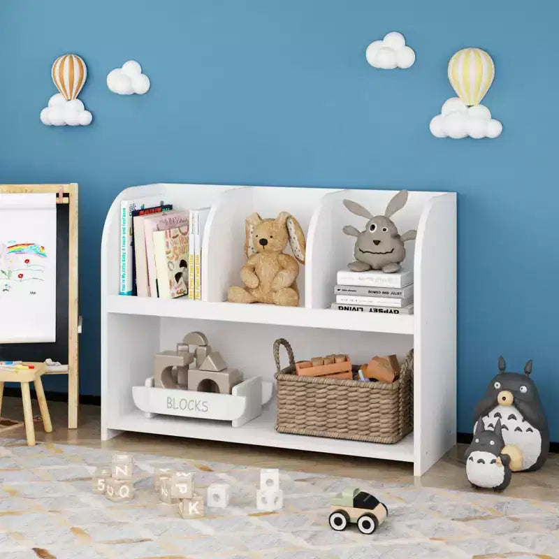 Libreria per Bambini con 4 Scomparti, Scaffale per Libri, Espositore, Scaffale Portaoggetti, Organizer per Giocattoli per Cameretta, Sala Giochi, Asilo Nido