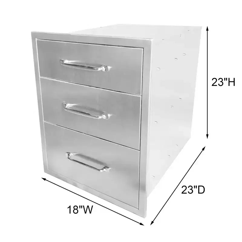 Cassetto doppio in acciaio inox da esterno 18L x 23A x 23P pollici per isola barbecue o stazione grill