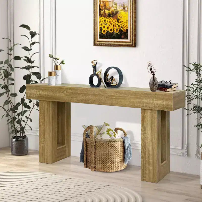 Tavolo consolle in legno massello per ingresso, tavolino da divano da 63 pollici in stile rustico per ingresso dietro il divano, tavolini rettangolari per soggiorno, corridoio, atrio