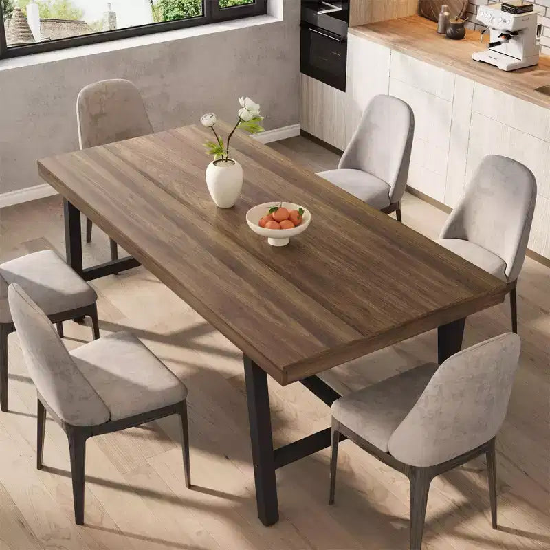 Tavolo da Pranzo Industriale per 6-8 Persone, Tavolo da Cucina Lungo 180 cm in Legno con Robusta Struttura in Metallo e Finitura Marrone Rustico (Marrone, Lunghezza 180 cm)