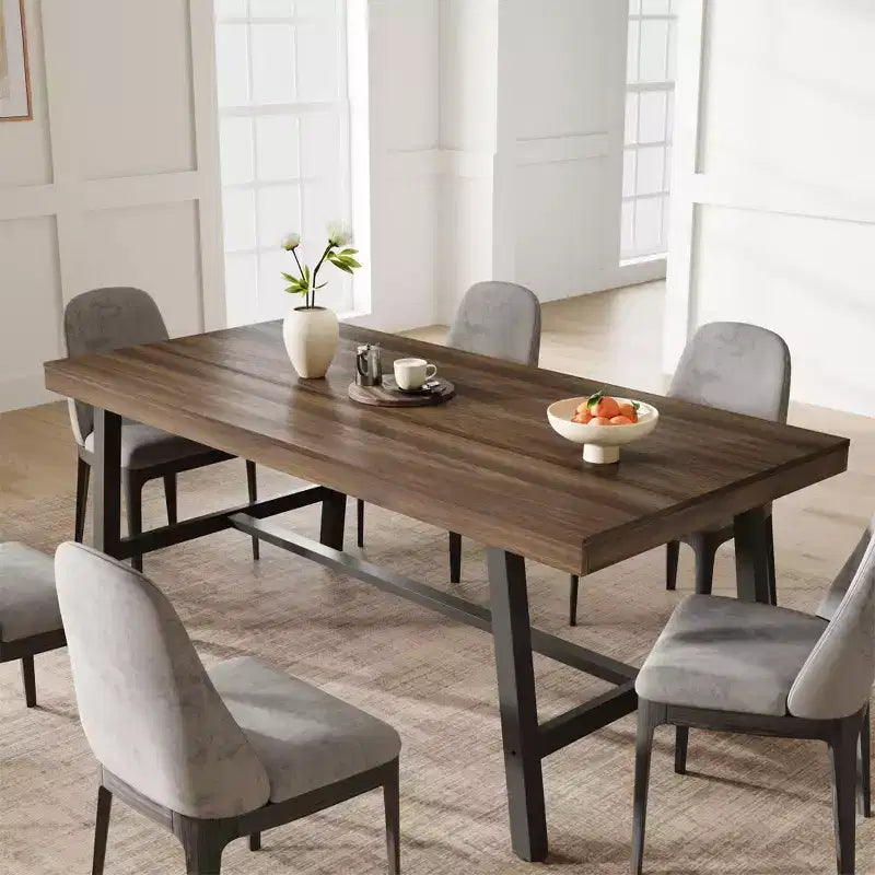 Tavolo da Pranzo Industriale per 6-8 Persone, Tavolo da Cucina Lungo 180 cm in Legno con Robusta Struttura in Metallo e Finitura Marrone Rustico (Marrone, Lunghezza 180 cm)
