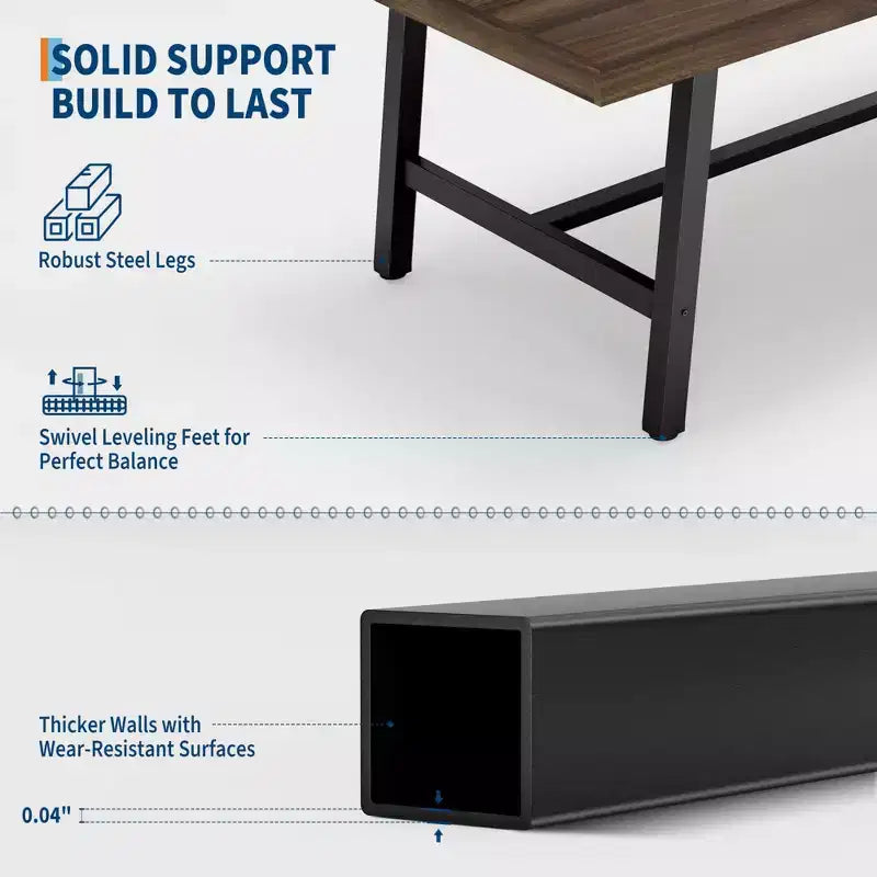 Tavolo da Pranzo Industriale per 6-8 Persone, Tavolo da Cucina Lungo 180 cm in Legno con Robusta Struttura in Metallo e Finitura Marrone Rustico (Marrone, Lunghezza 180 cm)