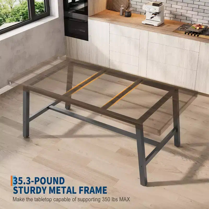 Tavolo da Pranzo Industriale per 6-8 Persone, Tavolo da Cucina Lungo 180 cm in Legno con Robusta Struttura in Metallo e Finitura Marrone Rustico (Marrone, Lunghezza 180 cm)