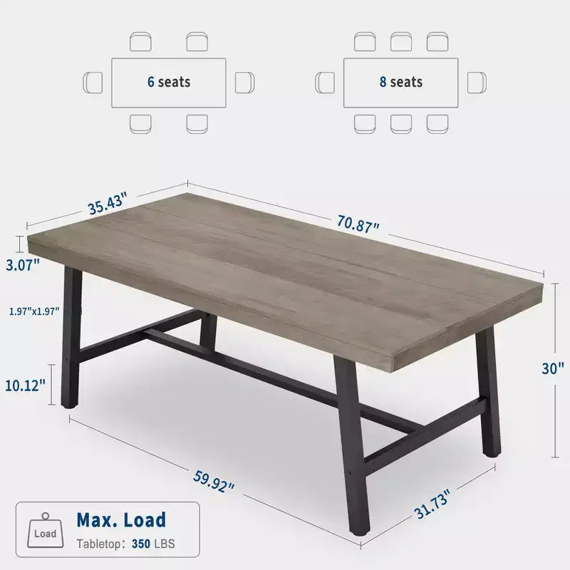 Tavolo da Pranzo Industriale per 6-8 Persone, Tavolo da Cucina Lungo 180 cm in Legno con Robusta Struttura in Metallo e Finitura Marrone Rustico (Marrone, Lunghezza 180 cm)