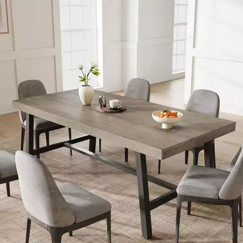 Tavolo da Pranzo Industriale per 6-8 Persone, Tavolo da Cucina Lungo 180 cm in Legno con Robusta Struttura in Metallo e Finitura Marrone Rustico (Marrone, Lunghezza 180 cm)