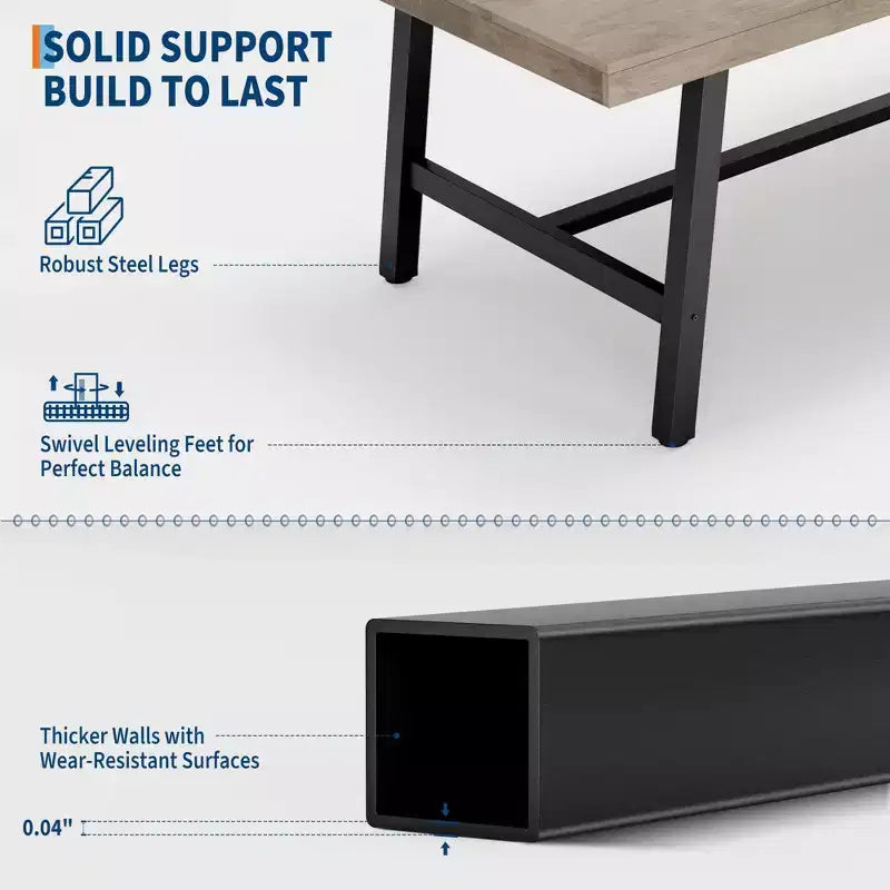 Tavolo da Pranzo Industriale per 6-8 Persone, Tavolo da Cucina Lungo 180 cm in Legno con Robusta Struttura in Metallo e Finitura Marrone Rustico (Marrone, Lunghezza 180 cm)