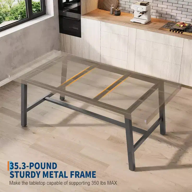 Tavolo da Pranzo Industriale per 6-8 Persone, Tavolo da Cucina Lungo 180 cm in Legno con Robusta Struttura in Metallo e Finitura Marrone Rustico (Marrone, Lunghezza 180 cm)