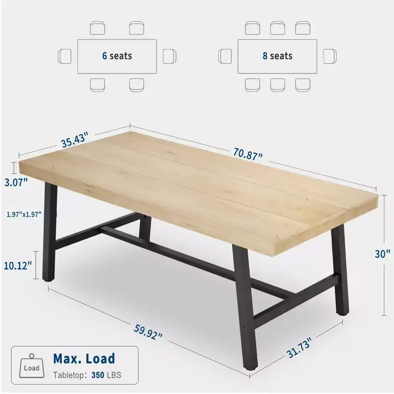 Tavolo da Pranzo Industriale per 6-8 Persone, Tavolo da Cucina Lungo 180 cm in Legno con Robusta Struttura in Metallo e Finitura Marrone Rustico (Marrone, Lunghezza 180 cm)