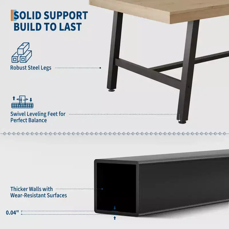 Tavolo da Pranzo Industriale per 6-8 Persone, Tavolo da Cucina Lungo 180 cm in Legno con Robusta Struttura in Metallo e Finitura Marrone Rustico (Marrone, Lunghezza 180 cm)