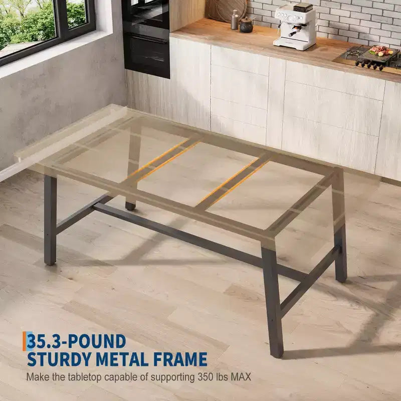 Tavolo da Pranzo Industriale per 6-8 Persone, Tavolo da Cucina Lungo 180 cm in Legno con Robusta Struttura in Metallo e Finitura Marrone Rustico (Marrone, Lunghezza 180 cm)