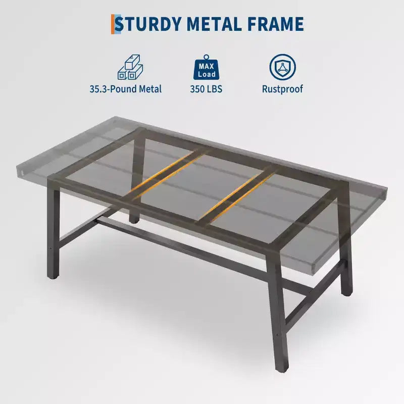 Tavolo da Pranzo Industriale per 6-8 Persone, Tavolo da Cucina Lungo 180 cm in Legno con Robusta Struttura in Metallo e Finitura Marrone Rustico (Marrone, Lunghezza 180 cm)