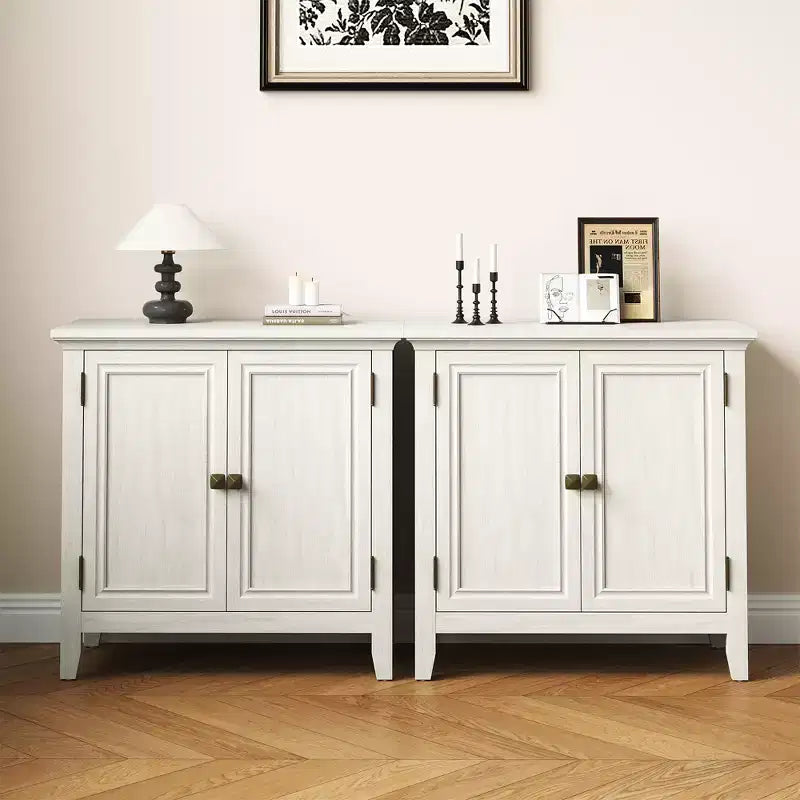 Heynemo, mobile buffet a 2 ante con contenitore, credenza bohémien con ripiani regolabili, mobile credenza in legno, tavolo console bianco-grigiastro per camera da letto