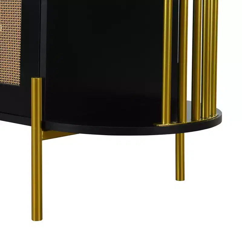 Hostack Madia a 2 Ante Curva con Dettagli Dorati e Ante Intrecciate, Credenza Contenitore per Sala da Pranzo e Soggiorno, Nero
