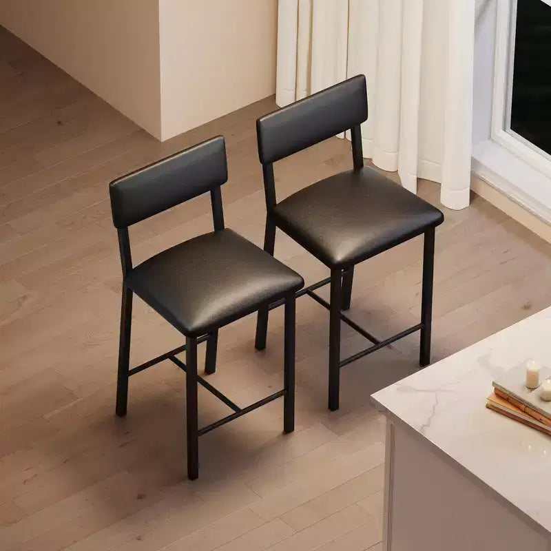 Set di 4 sgabelli da bar, sgabelli da bar imbottiti ad altezza bancone con schienale e poggiapiedi, sedie alte da bar con cuscino spesso, per sala da pranzo