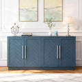 Hostack Sideboard Cabinet with Adjustable Shelves and Silver Handles for Dining & Living Room, Antique Blue