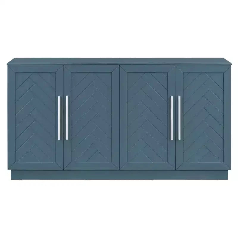 Credenza Hostack con ripiani regolabili e maniglie argentate per sala da pranzo e soggiorno, blu antico
