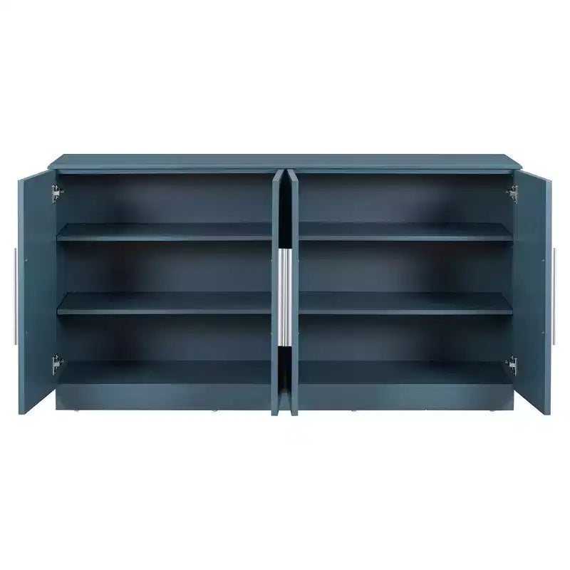 Credenza Hostack con ripiani regolabili e maniglie argentate per sala da pranzo e soggiorno, blu antico