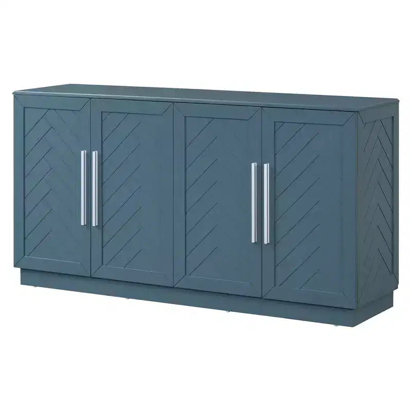 Credenza Hostack con ripiani regolabili e maniglie argentate per sala da pranzo e soggiorno, blu antico