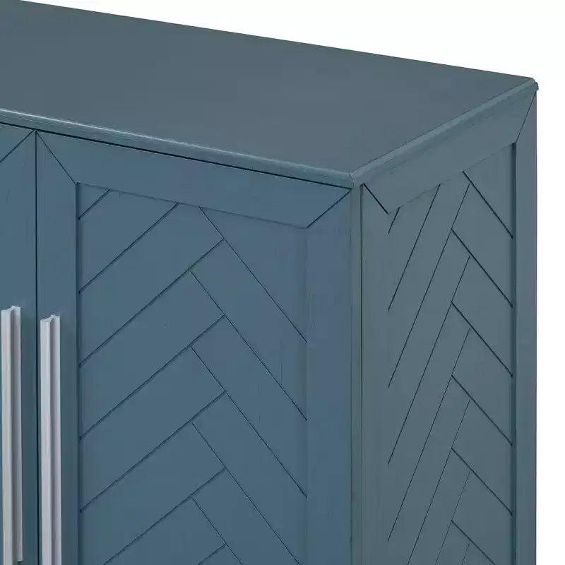 Credenza Hostack con ripiani regolabili e maniglie argentate per sala da pranzo e soggiorno, blu antico