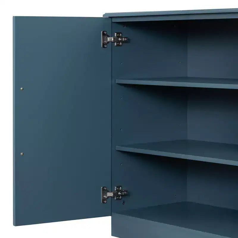 Credenza Hostack con ripiani regolabili e maniglie argentate per sala da pranzo e soggiorno, blu antico
