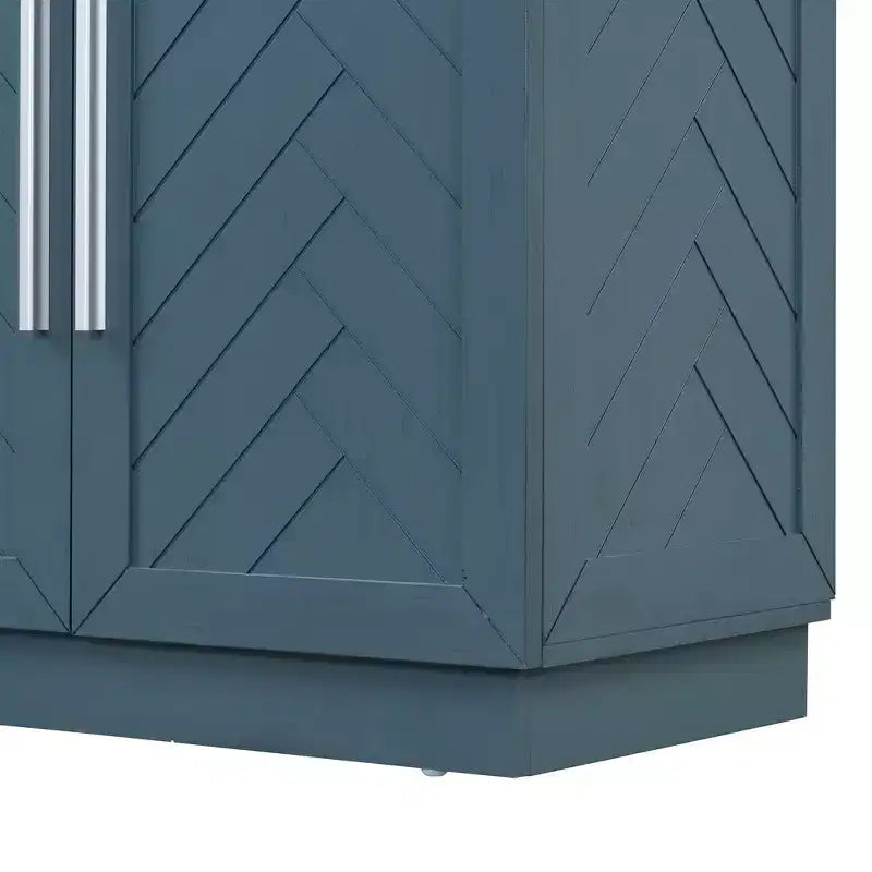 Credenza Hostack con ripiani regolabili e maniglie argentate per sala da pranzo e soggiorno, blu antico