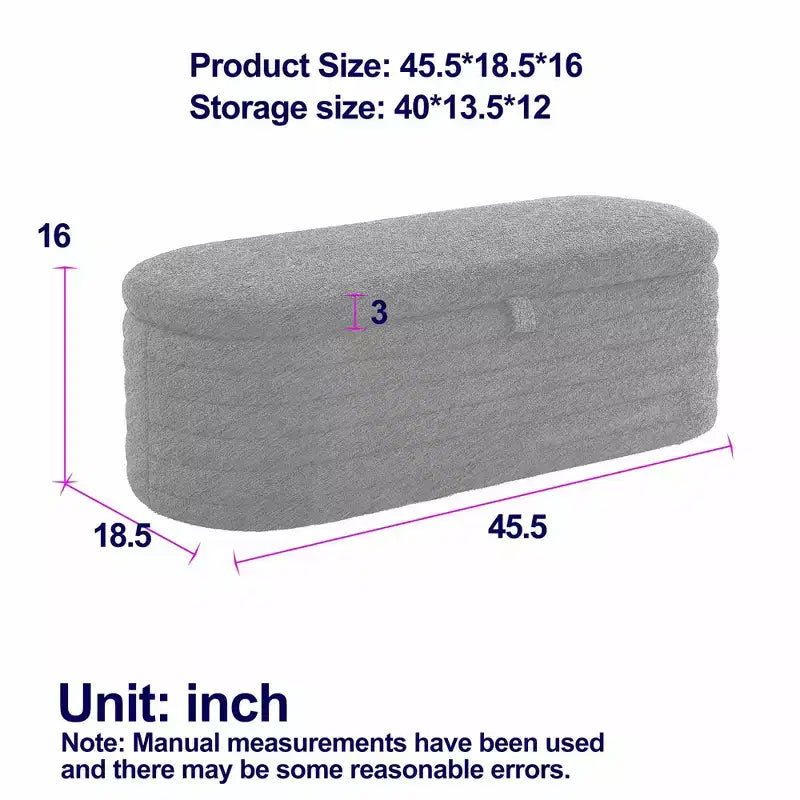 GustoWave Panca Pouf Contenitore Moderna Imbottita, Poggiapiedi con Seduta Imbottita e Cerniera di Sicurezza, Tessuto Lino, 47 cm P x 115.5 cm L, Grigio