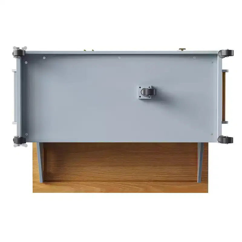 Isola da Cucina da 52'' in Stile Rustico con Anta a Ribalta, Carrello di Servizio con 2 Armadietti, 5 Cassetti, Porta Spezie e Porta Asciugamani, Ripiani Regolabili