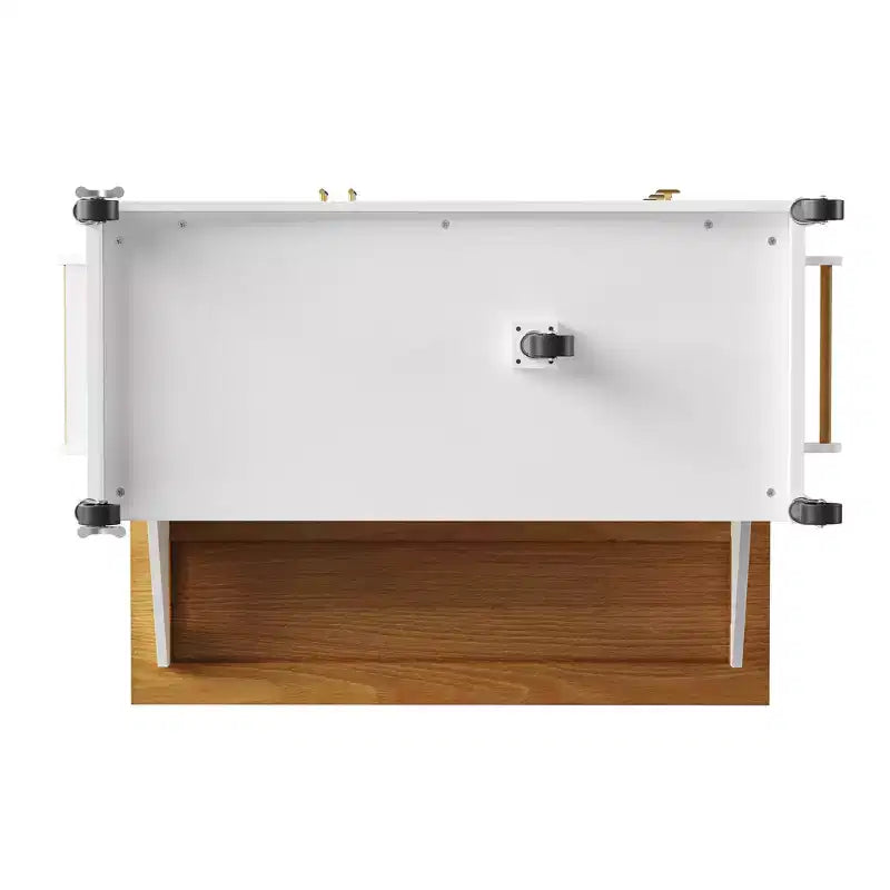 Isola da Cucina da 52'' in Stile Rustico con Anta a Ribalta, Carrello di Servizio con 2 Armadietti, 5 Cassetti, Porta Spezie e Porta Asciugamani, Ripiani Regolabili