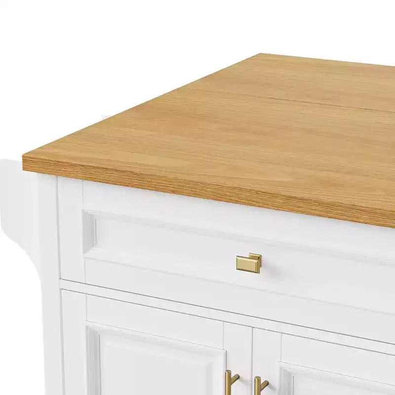Isola da Cucina da 52'' in Stile Rustico con Anta a Ribalta, Carrello di Servizio con 2 Armadietti, 5 Cassetti, Porta Spezie e Porta Asciugamani, Ripiani Regolabili