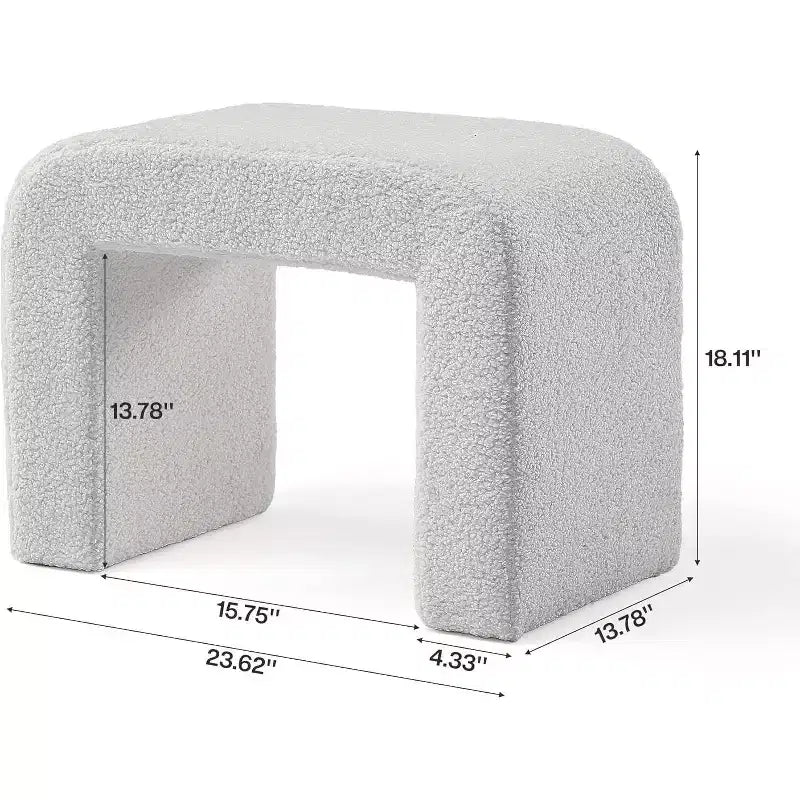 Sgabello Lantine Moderno per Vanity, Ottomana Imbottita, Poggiapiedi Curvo per Divano da Soggiorno, Sgabello per Scarpe da Ingresso, Completamente Assemblato