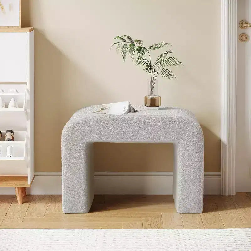 Sgabello Lantine Moderno per Vanity, Ottomana Imbottita, Poggiapiedi Curvo per Divano da Soggiorno, Sgabello per Scarpe da Ingresso, Completamente Assemblato