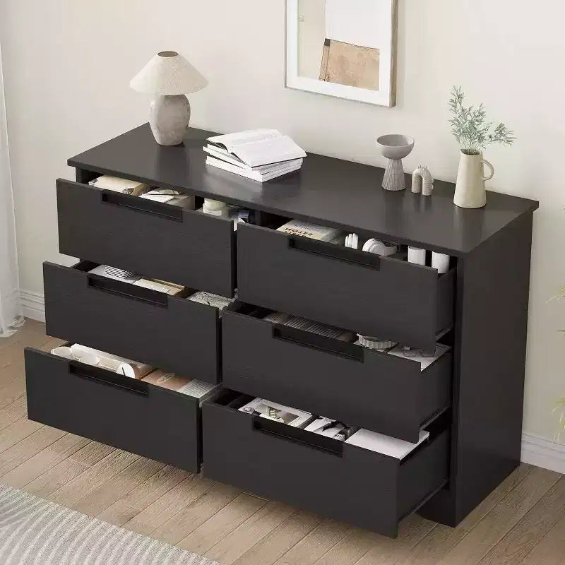 Comò moderno a 6 cassetti – Doppio, con maniglie incorporate per camera da letto e cameretta