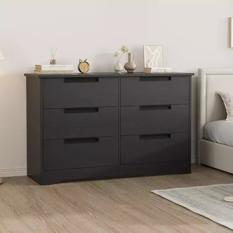 Comò moderno a 6 cassetti – Doppio, con maniglie incorporate per camera da letto e cameretta