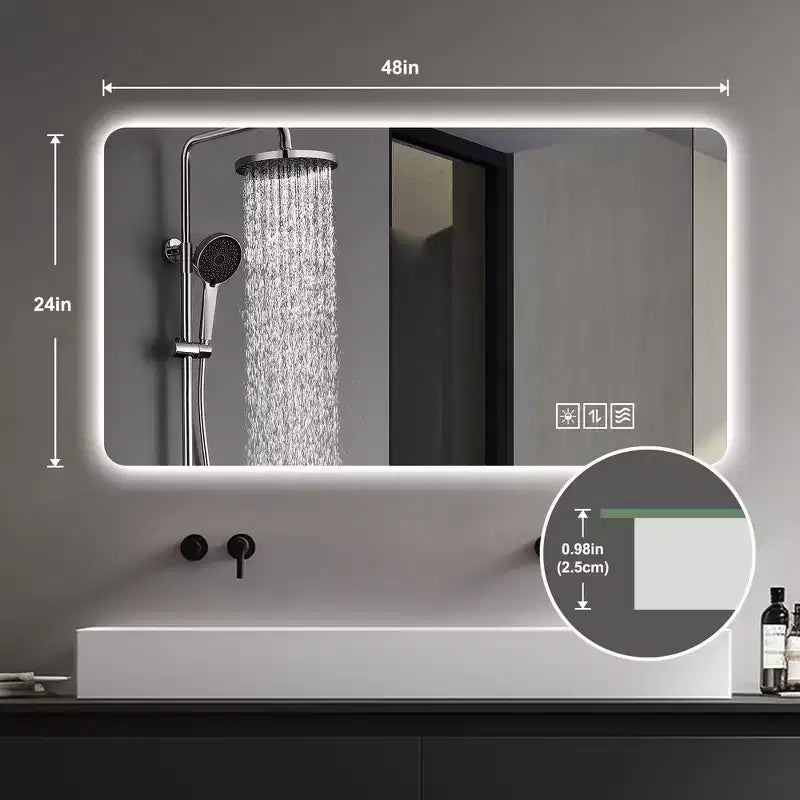 Specchio da parete per bagno Whisen Rimless Touchable con funzione antiappannamento