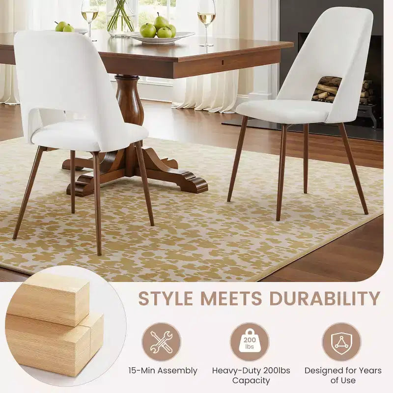 Sedie da pranzo imbottite EROMMY, set da 4, con gambe in metallo color noce (set da 4)