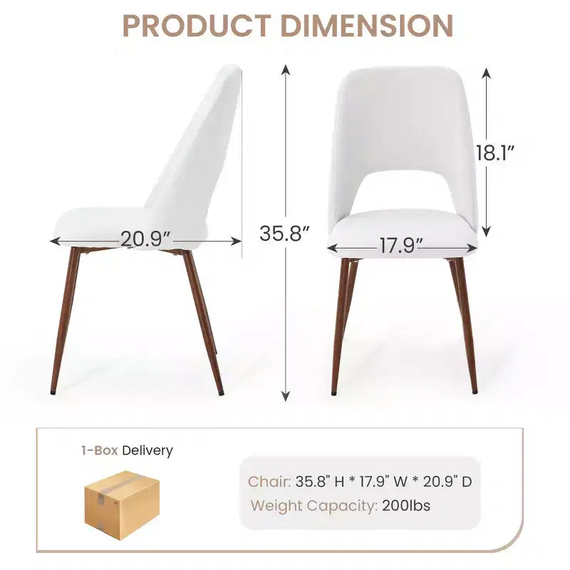 Sedie da pranzo imbottite EROMMY, set da 4, con gambe in metallo color noce (set da 4)
