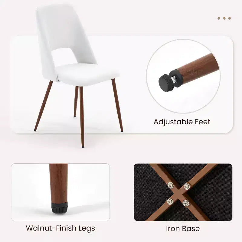 Sedie da pranzo imbottite EROMMY, set da 4, con gambe in metallo color noce (set da 4)