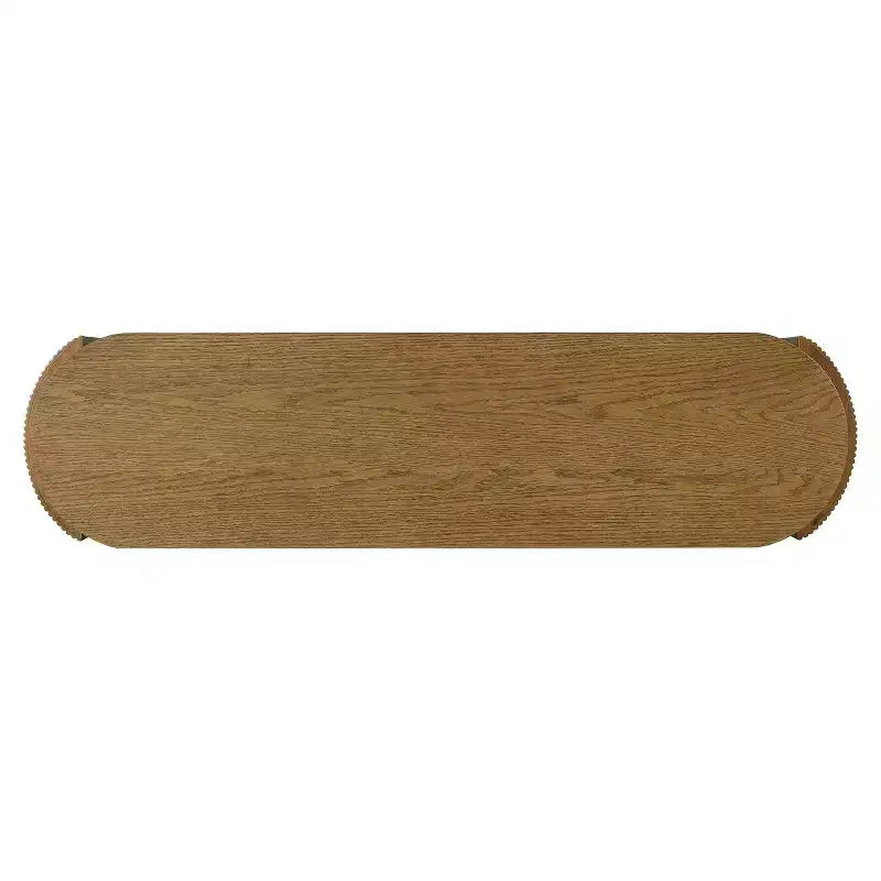 Tavolo Console Luxystar con Finitura a Grana di Legno Naturale, Piano Ovale e 2 Cassetti per Ingresso e Soggiorno, Legno di Pino
