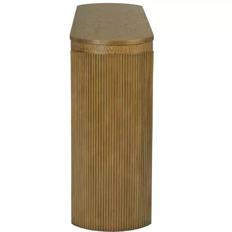 Tavolo Console Luxystar con Finitura a Grana di Legno Naturale, Piano Ovale e 2 Cassetti per Ingresso e Soggiorno, Legno di Pino