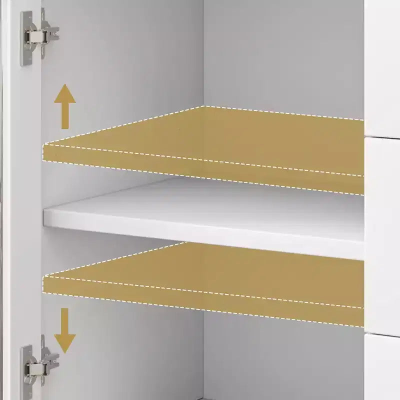 COZONY Mobile Credenza Buffet Moderno con Ante in Vetro Scanalato e 3 Cassetti, Ripiano Regolabile, Console per Sala da Pranzo o Soggiorno