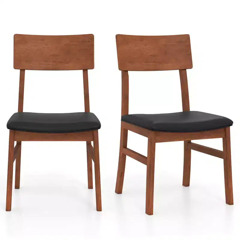 Costway Sedie da Pranzo Set da 2/4 con Gambe in Legno di Caucciù e Seduta Rivestita Schienale Curvo