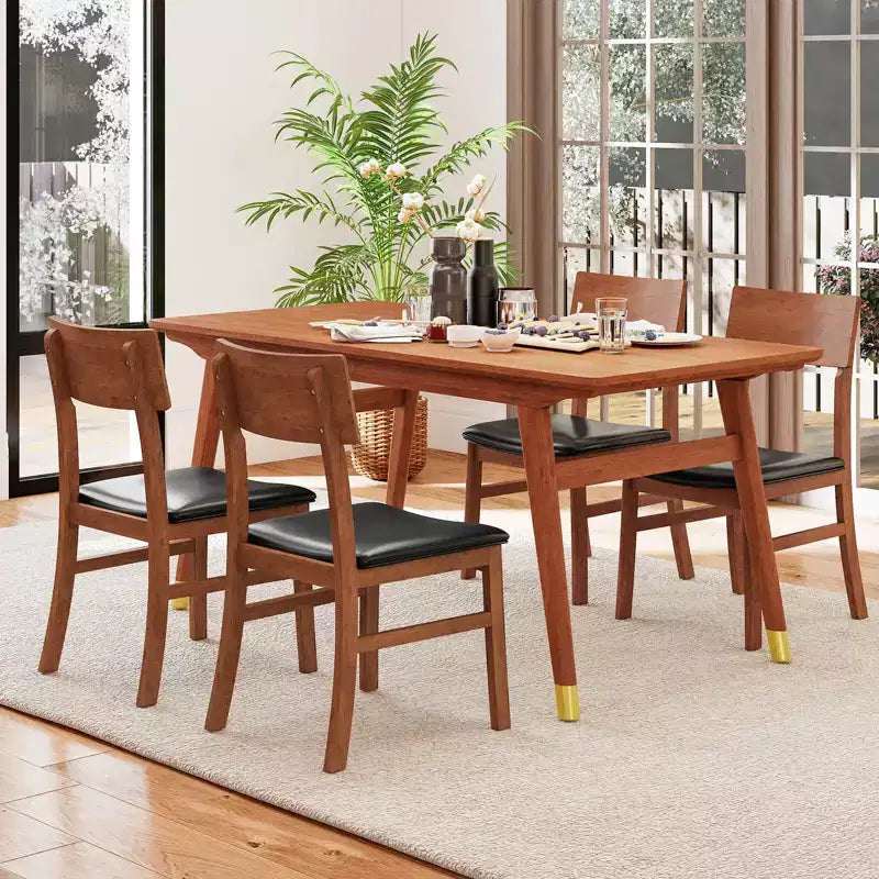 Costway Sedie da Pranzo Set da 2/4 con Gambe in Legno di Caucciù e Seduta Rivestita Schienale Curvo