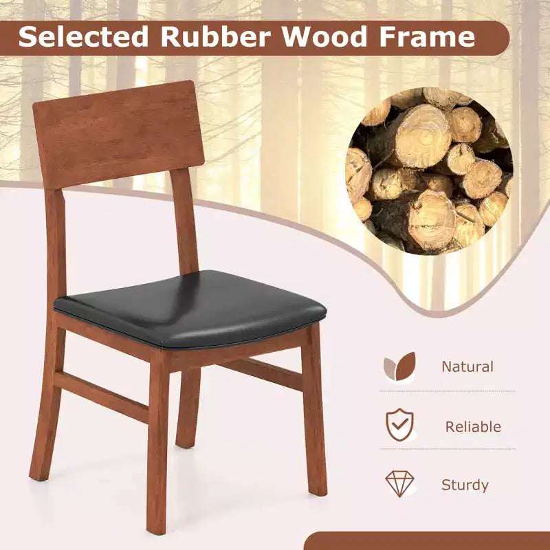 Costway Sedie da Pranzo Set da 2/4 con Gambe in Legno di Caucciù e Seduta Rivestita Schienale Curvo