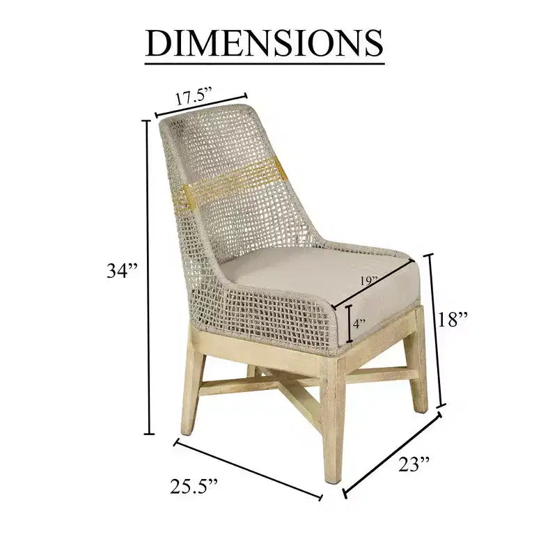 Set di 2 sedie da pranzo Royal Hampton | Legno di mango lavorato a mano | Intreccio in corda di cotone